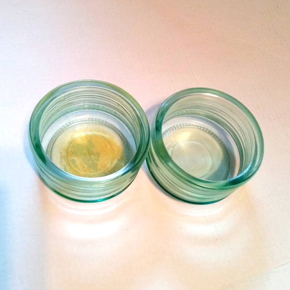 (Set of 2) Clear Green Glass Candle Holder